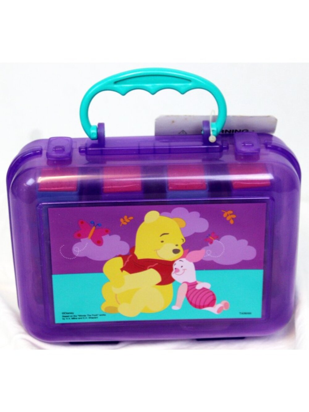 Early 2000s Y2K Disney Winnie the Pooh Art Set Markers Stamps Crayons Storage Ca